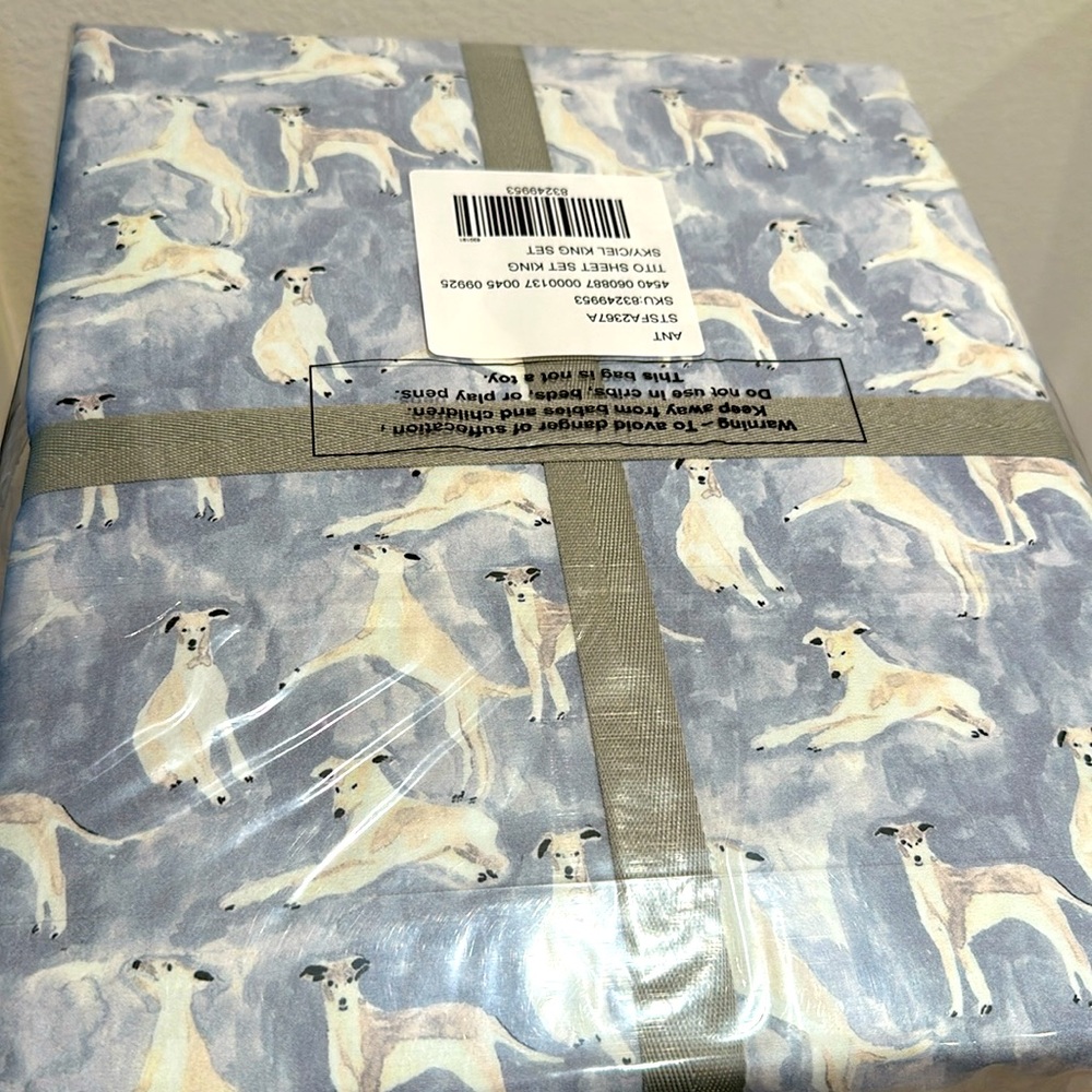 Anthropologie Dog Print organic King Sheet Set - Picture 9 of 9